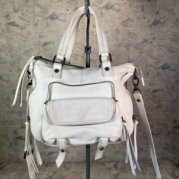 Joelle Hawkens Hunt Top Handle off-withe leather Bag - Picture 1 of 15